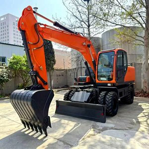 13.5 Ton Wheel Excavator Develon DX150W 0.76 m3 Bucket Orange Compact <b>Digger</b> for Construction and Municipal Work On Sale - Product Image 1