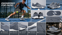 Chaussures de padel professionnelles pour hommes, personnalisées, respirantes, avec empeigne en mesh, semelle intermédiaire en carbone, semelle extérieure antidérapante, légères, stabilité latérale, été