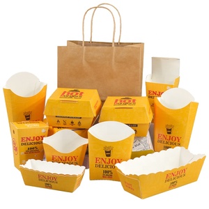 Printed Or Customized Takeout Popcorn French Fried Chicken Nesting Nuggets Wings Boxes Container Fast Food Packaging Disposable