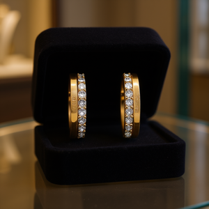 Orecchini Squarrose in Oro Massiccio 18K con Diamanti Naturali Taglio Brillante Rotondo Colore G, Classici da Donna per Uso Quotidiano - Product Image 2