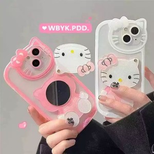 เคสโทรศัพท์ลายการ์ตูนแฟชั่นน่ารัก ดีไซน์แมว KT พร้อมกระจก สำหรับ iPhone 11 12 13 pro max 14plus 15 16  แบบใส - Product Image 1