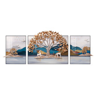 Vente en gros Nouveau Chinois Moderne Résine Art-Peinture Décorative Arbre Riche Décoration Murale pour Canapé Fond Mur Salon Salle à Manger