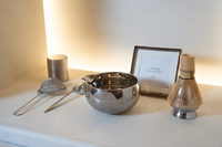 Ensemble cadeau moderne en acier inoxydable chromé écologique pour café, thé et matcha