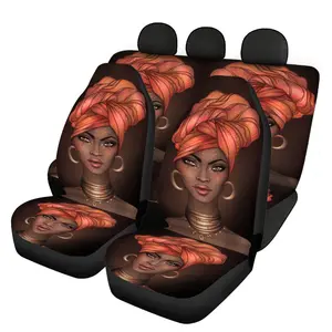 Colorful African Beautiful Girls 3 pcs Car Seat Covers Universal Full Set With MOQ Car Accessories Seat Covers Print On Demand
