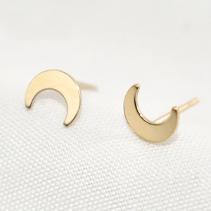 Orecchini a bottone in oro 14K con orecchini a forma di <span class=keywords><strong>luna</strong></span> a forma di mezzaluna delinate borchie orecchini Boho popolari Mini orecchini da donna - Product Image 1