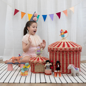 Rattan Storage <b>Basket</b> Set With Lid Circle Shape For Toy Snack Organizer Small And <b>Large</b> Size - Product Image 4