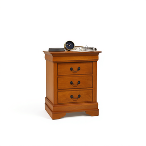 Mesa de Noche de Roble con 3 Cajones, Diseño Tradicional, Muebles para Dormitorio - Product Image 1