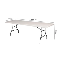 Table et chaises pliantes rectangulaires en plastique de 8 pieds pour extérieur, légères, résistantes aux UV, blanches, pour événements et repas, portables et pliables en deux, vente en gros