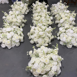 M-FB221 Centro de Mesa de Bola de Flores Artificiales Blancas, Decoración de Bola de Flores de Rosa para Boda, Bola de Flores de 50 60 cm para Arreglos de Boda - Product Image 1