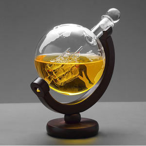 Carafe à whisky Globe en verre <span class=keywords><strong>de</strong></span> 850ml avec base en bois pour vin Bourbon Scotch Liqueur Brandy Gin <span class=keywords><strong>Rhum</strong></span> Vodka Home Bar Accessoires - Product Image 3
