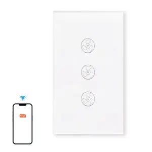 El interruptor de luz del ventilador táctil de pared Wifi para el hogar inteligente Tuya estándar de EE. UU. funciona con Google Alexa Smart Home y función de retroiluminación