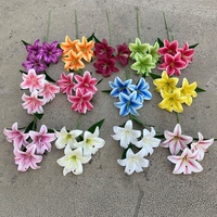 Vente en gros de têtes de fleurs de lys en latex imprimées en 3D, effet toucher réel, blanches, pour la décoration de mariage et de la maison