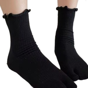 Chaussettes à bout fendu pour femmes, en dentelle blanche, mi-mollet, respirantes, absorbant la transpiration, style ballet, mode jeune - Product Image 4