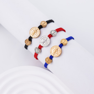Bracelets tissés simples pour hommes et femmes, chrétiens catholiques, Saint Benoît - Product Image 2