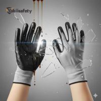 Guantes de Nitrilo Negros Yokii de Alta Calidad, Calibre 13, Impermeables, Antideslizantes, para Seguridad Laboral