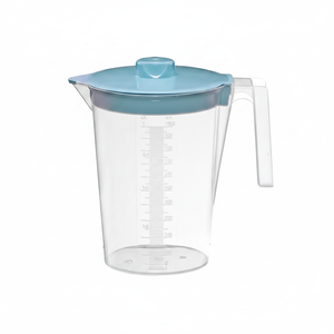 Brocca ovale in plastica graduata con coperchio da 1 litro. - Product Image 2