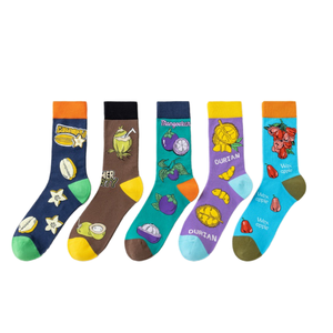 Chaussettes courtes en coton peigné pour l'automne, colorées et amusantes, avec motif de fruits (Durian), logo sur le bord, respirantes, unies, vente en gros - Product Image 1