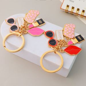 New Metal Lipstick Wallet Sunglasses Red Lip Pendant Keychain Fashionable Girl <b>Bag</b> Pendant Decoration <b>Gift</b> - Product Image 2