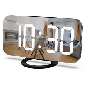 Reloj despertador Digital de pared con pantalla LCD grande, estación de carga USB Dual, novedad de 2018