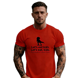 Camiseta divertida de algodón de manga corta con estampado de dinosaurio para profesores de gramática, diseño 'Let's Eat Kids Punctuation Saves Lives', estilo oversize, informal, para streetwear - Product Image 6