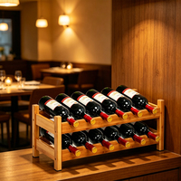 Porte-vin en bois massif à 2 niveaux avec capacité de 12 bouteilles, organisateur de rangement pour comptoir de cuisine et bar à domicile