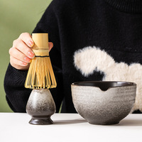 Ensemble de fouettage de matcha de style japonais de la dynastie Song, fabriqué en Chine, exclusivité transfrontalière, avec bol à thé en céramique, fouet et brosse, boîtes vertes/noires