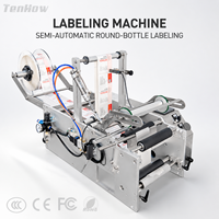 Machine d'étiquetage semi-automatique pour bouteilles rondes, flacons en verre, pots et bouteilles – Production à petite circulation, utilisation facile