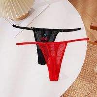 Tanga de malla transparente con bordado de frutas Kawaii, tirantes ajustables, lindo diseño de sandía y piña, ropa interior sexy de verano para mujer