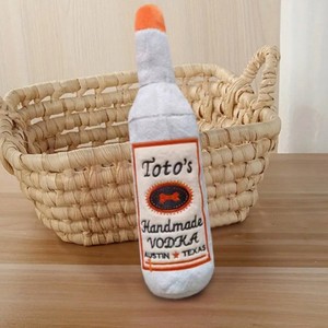 Toto's Plush <b>Wine</b> Bottle Dog Chew Toy With Sound Indoor Medium Size - Product Image 2
