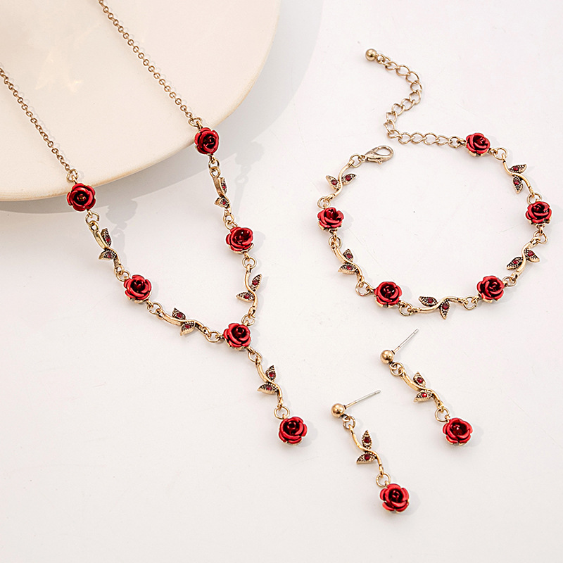 GlamPaw French Rose Floral Jewelry Set