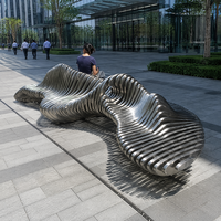 Sculpture abstraite en acier inoxydable sur mesure, grande taille, polie, statue décorative pour jardin extérieur, parc et espace public