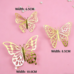 12 décorations de gâteau en forme de papillon doré métallique, décorations de gâteau dorées pour mariage, fête d'<span class=keywords><strong>anniversaire</strong></span>, baby shower, fournitures de pâtisserie - Product Image 6