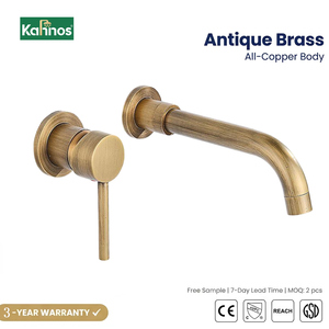 Antique Bronze Basin Mixer Wall Mounted Brass Hot Cold Water Faucet Ceramic Valve Dual Handle European Classic Concealed OEM - Product Image 1