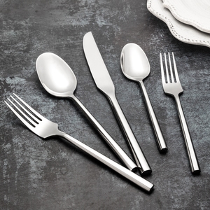 Juego de Cubiertos Modernos de Plata, Juego de Vajilla de Acero Inoxidable con Mango Hexagonal, Juego de Cubiertos con Pulido Espejo para Bodas - Product Image 2