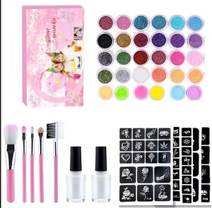 Kit de tatouages temporaires à paillettes pour adultes, 30 couleurs, professionnel, certifié EN71, couleurs personnalisables, maquillage corporel, nail art, fête - Product Image 3