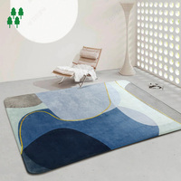 Modern Living Room Machine Made Anti-Slip PET Friendly Flannel Velvet Rugs Printed Carpets