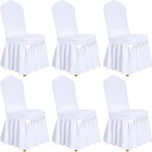 Fundas para Sillas <span class=keywords><strong>con</strong></span> Falda, Fundas Elásticas <span class=keywords><strong>con</strong></span> Falda, Protector de <span class=keywords><strong>Silla</strong></span> Universal Lavable para Comedor, Hotel, Ceremonia, Fiesta - Product Image 1