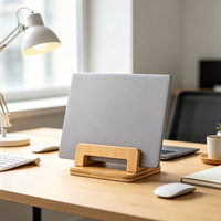 Support pour ordinateur portable en bois avec base surélevée, support de bureau pour la maison, le bureau et les études