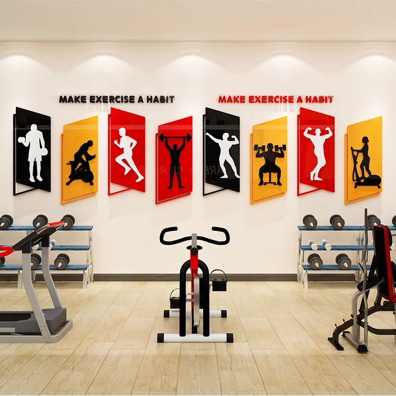Fitness running 3D acrylic wallpaper mural high quality custom wallpaper gym wall decoration sticker