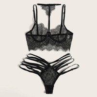 Lingerie femme culotte ensembles Sexy dentelle transparente érotique femme sous-vêtements soutien-gorge ensemble
