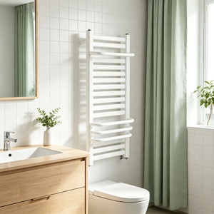 <span class=keywords><strong>Scaldasalviette</strong></span> Idronico Verticale a Tubo Piatto, Moderno Bianco in Acciaio a Basso Tenore di Carbonio, Radiatore <span class=keywords><strong>Scaldasalviette</strong></span> da Bagno con Ganci Extra - Product Image 3
