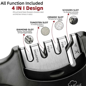 Wholesale Black 3 Stages Type Quick Sharpening <b>Tool</b> Knife <b>Sharpener</b> Handheld Multi Function With Non Base Kitchen Knives - Product Image 5