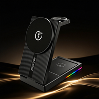 Station de charge sans fil magnétique pliable 3 en 1 avec logo personnalisé OEM, chargeur sans fil rapide portable à LED pour plusieurs appareils