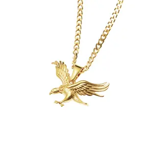 18K Gold Plated Stainless Steel Hawk necklace Spread Wing Eagle Necklace