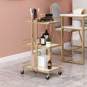 Meilleure Vente Chariot de Salon de Beauté Luxe Or et Argent, Chariot de Rangement Mobile en Métal pour Outils de Manucure, Nail Art et Broderie de Cils - Product Image 3