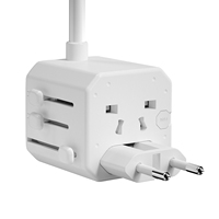 Adaptateur de voyage avec multiprise EU, câble de 1,5 m, prise universelle tout-en-un 10A pour les voyages internationaux, indispensable