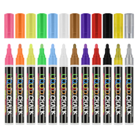 Ensemble de marqueurs à craie liquide et couleurs métalliques, stylos à craie 12 couleurs pour tableau noir, tableaux noirs, encre effaçable 6mm pour fenêtre