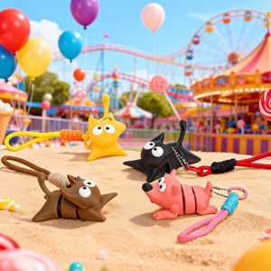 Vashine Porte-clés en PLA imprimé en 3D personnalisé, jouets mignons, animaux, <span class=keywords><strong>chien</strong></span>, chat, porte-clés, figurine d'action, jouets à cordon pour enfants, sac à dos - Product Image 2