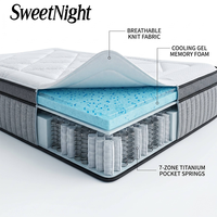Matelas de luxe confortable à ressorts ensachés indépendants, mousse à mémoire de forme au gel de latex, pour hôtels, 12 pouces