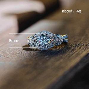 Anello a forma di foglia con diamante imitazione, elegante gioiello da donna per matrimonio e fidanzamento - Product Image 3